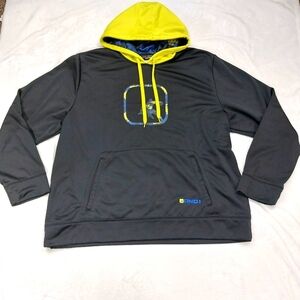 AND1 MENS BLACK YELLOW BASKETBALL PULLOVER 100% POLYESTER HOODIE SZ 3XL